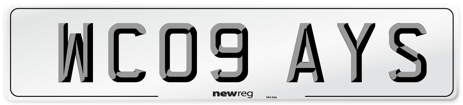 WC09 AYS Number Plate from New Reg